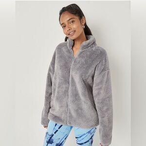 PINK Victoria's Secret Charcoal Teddy Jacket Size XS